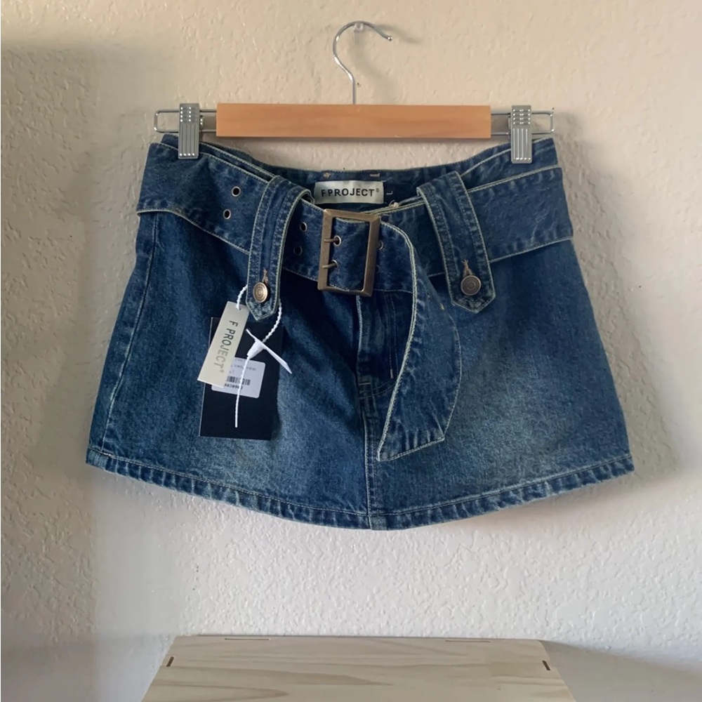 Denim Mini Skirt with Belt K-Fashion Y2K